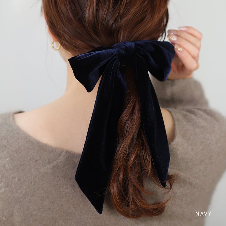 ヘアゴム ベロア リボン[品番：CRMA0009789]｜CREAM-DOT