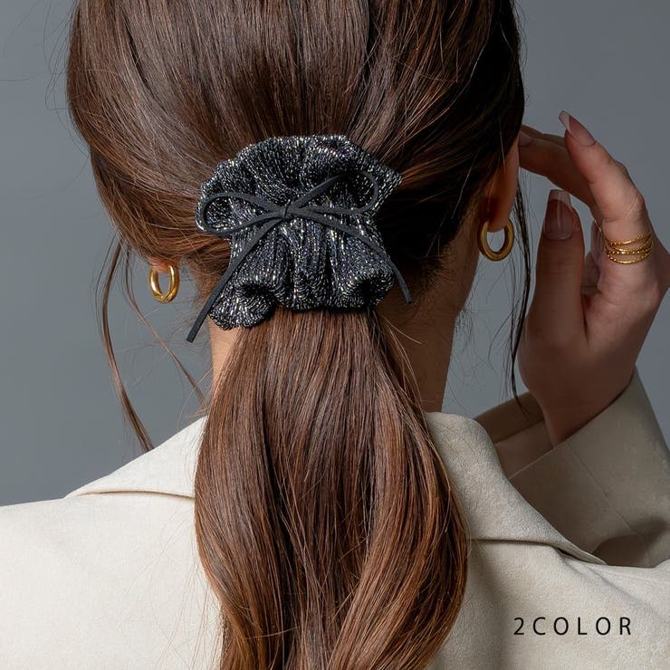 ポニーフック ラメ ギャザー | CREAM-DOT | 詳細画像1 