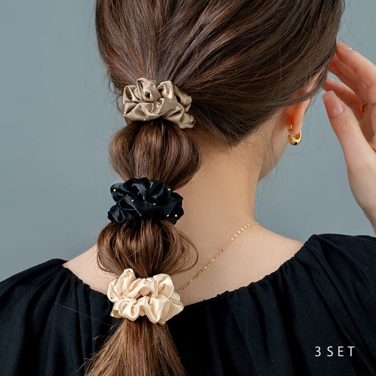 超特価SALE開催！ 3点セット スタッズ[品番：CRMA0010099]｜CREAM-DOT シュシュ ヘアアクセサリー