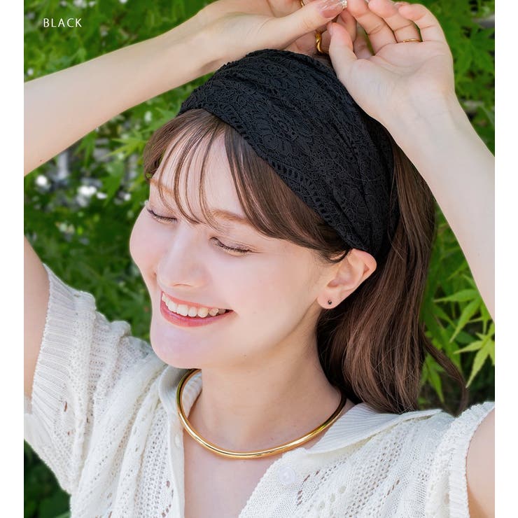ヘアターバン ヘアバンド 総レース | CREAM-DOT | 詳細画像10 