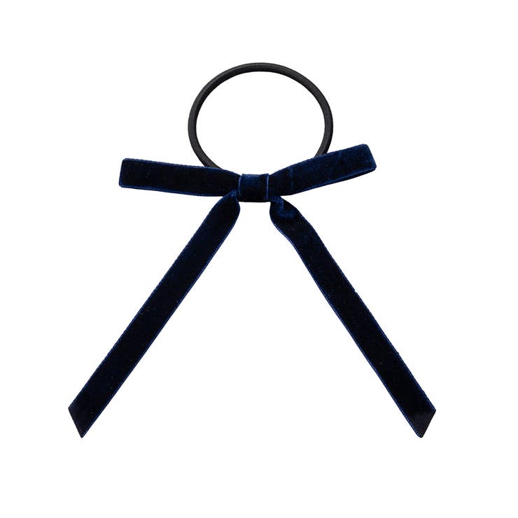 ネイビー | ヘアゴム リボン ベロア | CREAM-DOT