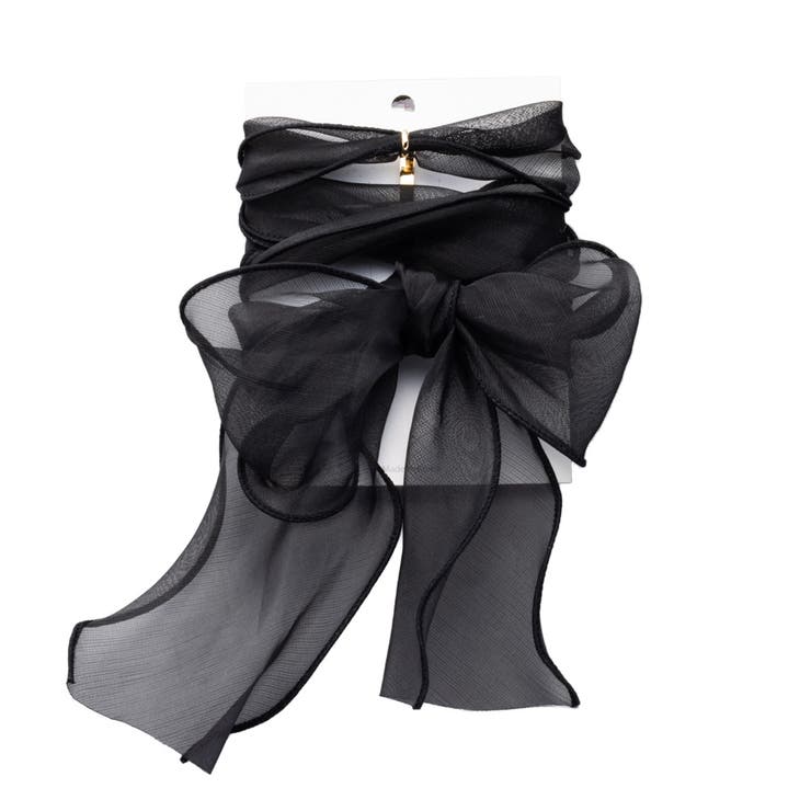 ブラック | ポニーフック リボン オーガンジー | CREAM-DOT