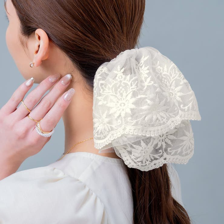 シュシュ レース スカラップ | CREAM-DOT | 詳細画像1 