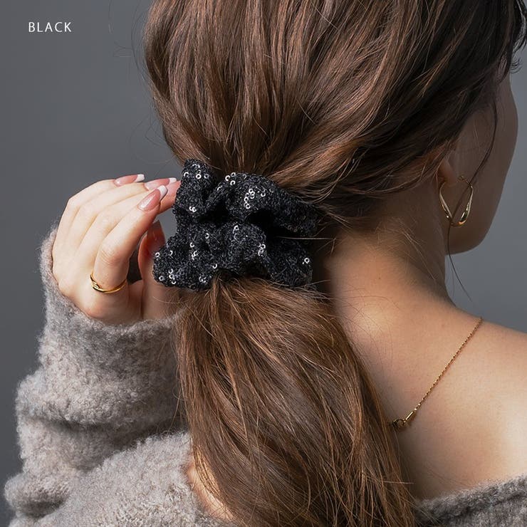 シュシュ ヘアゴム スパンコール