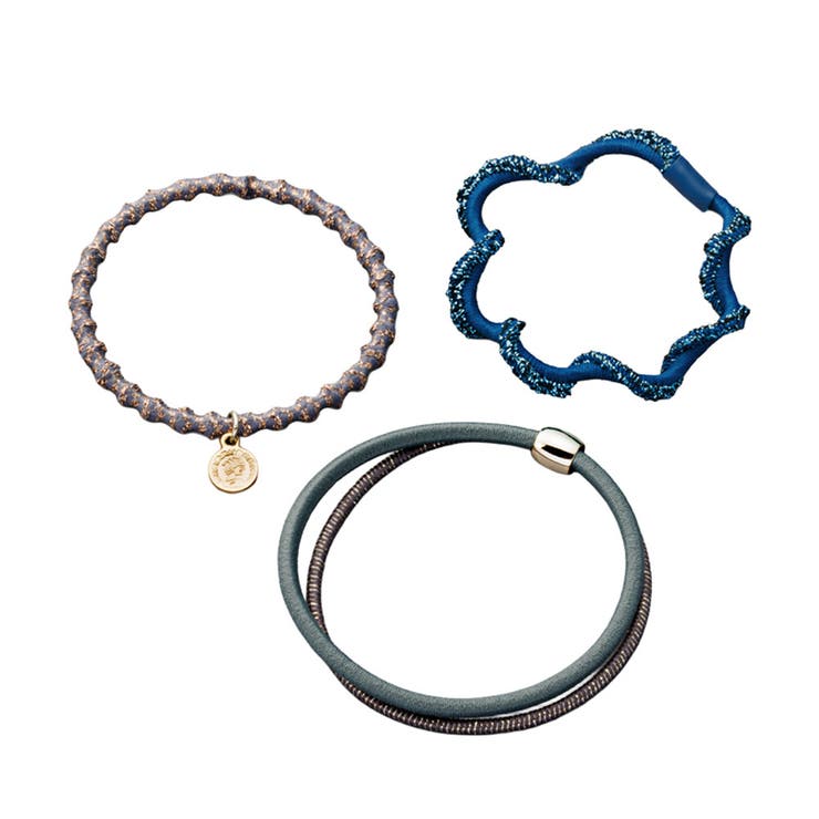 グリーン | 3点セット ヘアゴム ラメ | CREAM-DOT