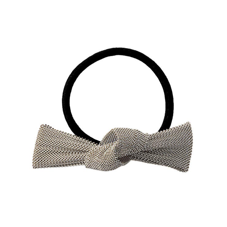 シルバー | ヘアゴム リボン メッシュ | CREAM-DOT