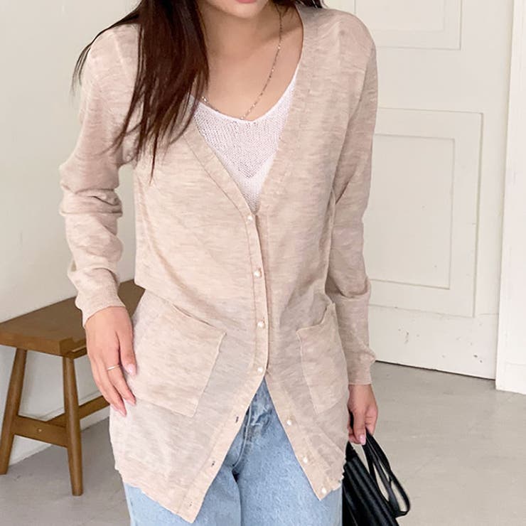 ロングカーディガン vネック パールボタン | curvy's  | 詳細画像10 