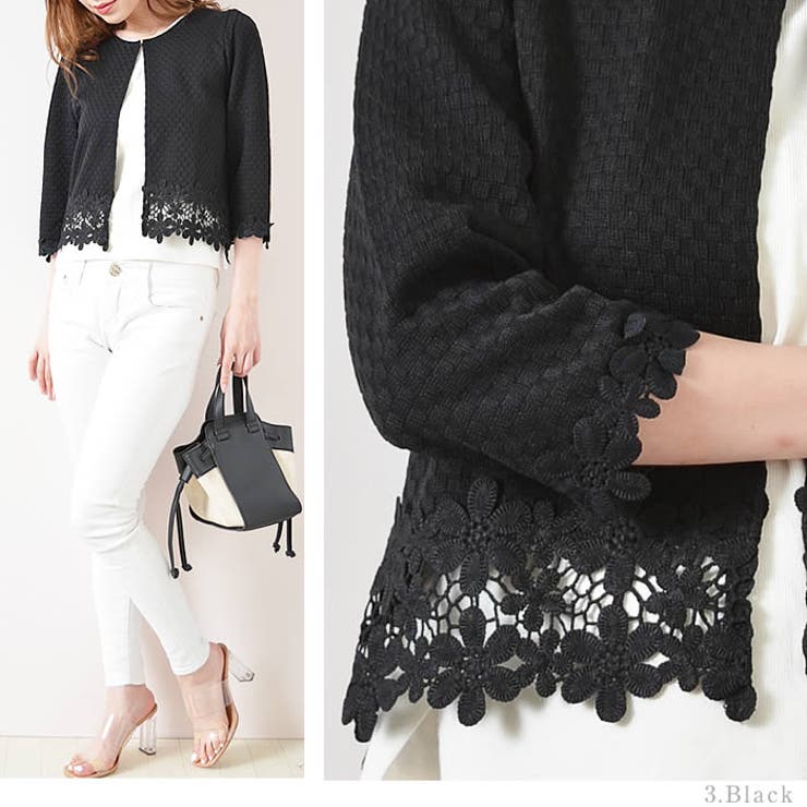 (七分袖フラワーレースジャケット風カーディガン)カーディガン レディース ショー… | curvy's  | 詳細画像8 