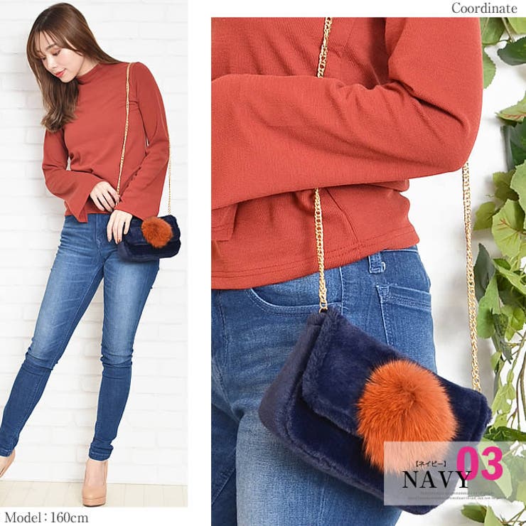 (フェイクファーポンポン付きミニショルダーバッグ)ショルダーバッグ レディース … | curvy's  | 詳細画像10 