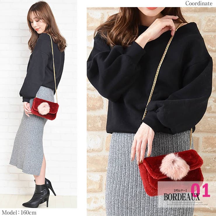 (フェイクファーポンポン付きミニショルダーバッグ)ショルダーバッグ レディース … | curvy's  | 詳細画像8 