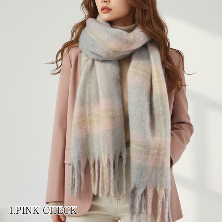 マフラー チェック柄 大判 | curvy's  | 詳細画像4 