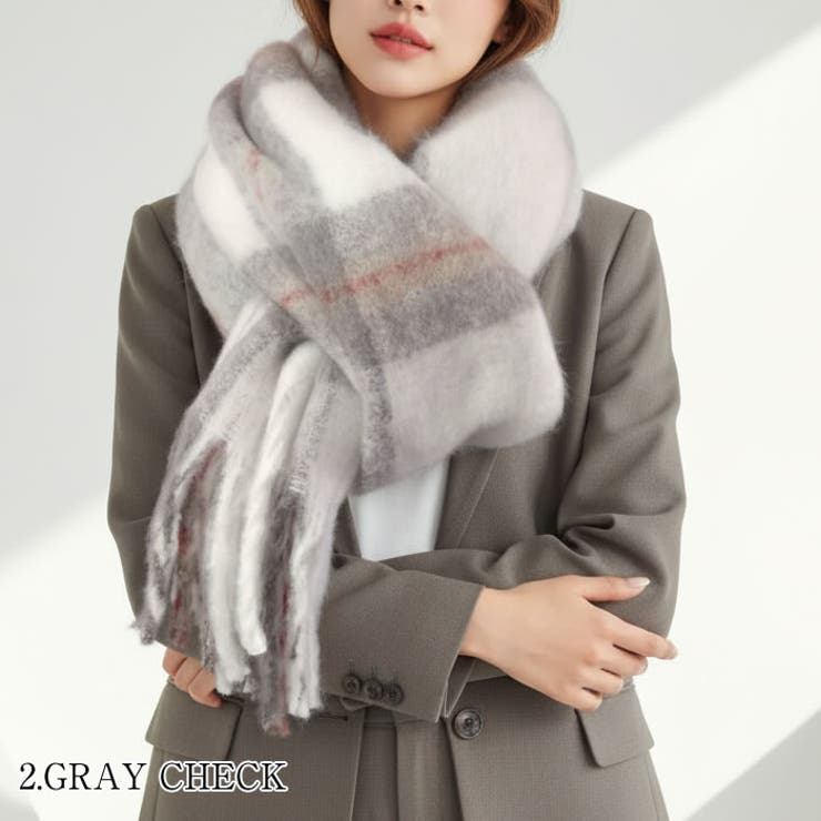 マフラー チェック柄 大判 | curvy's  | 詳細画像8 