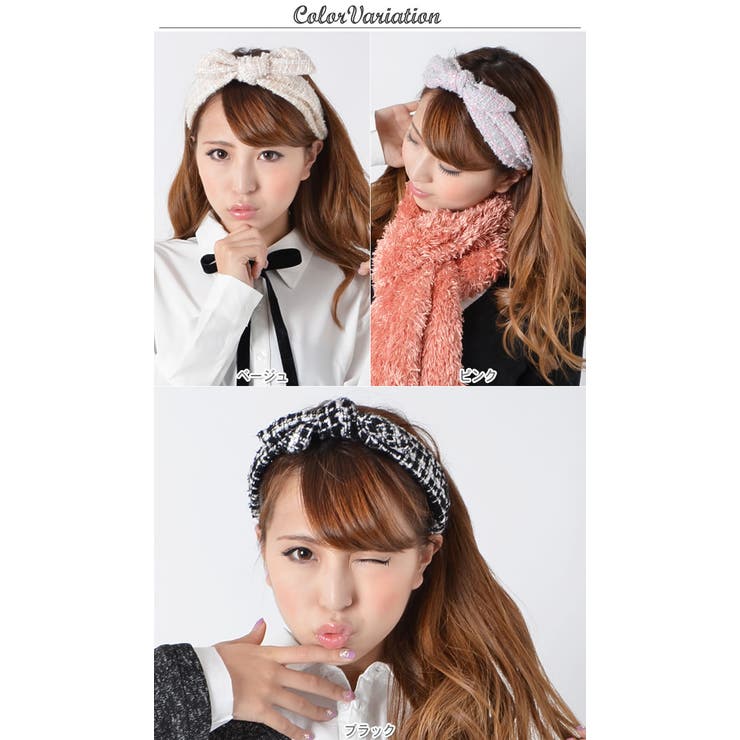 (ガーリーツイードカチューシャ)カチューシャ ヘアアクセサリー ヘアーアクセサリ… | curvy's  | 詳細画像2 