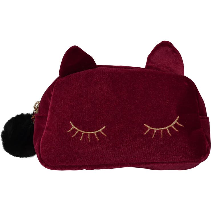 02.L/ベロアボルドー | (ねこちゃんポーチ)ポーチ レディース 化粧ポーチ | curvy's 