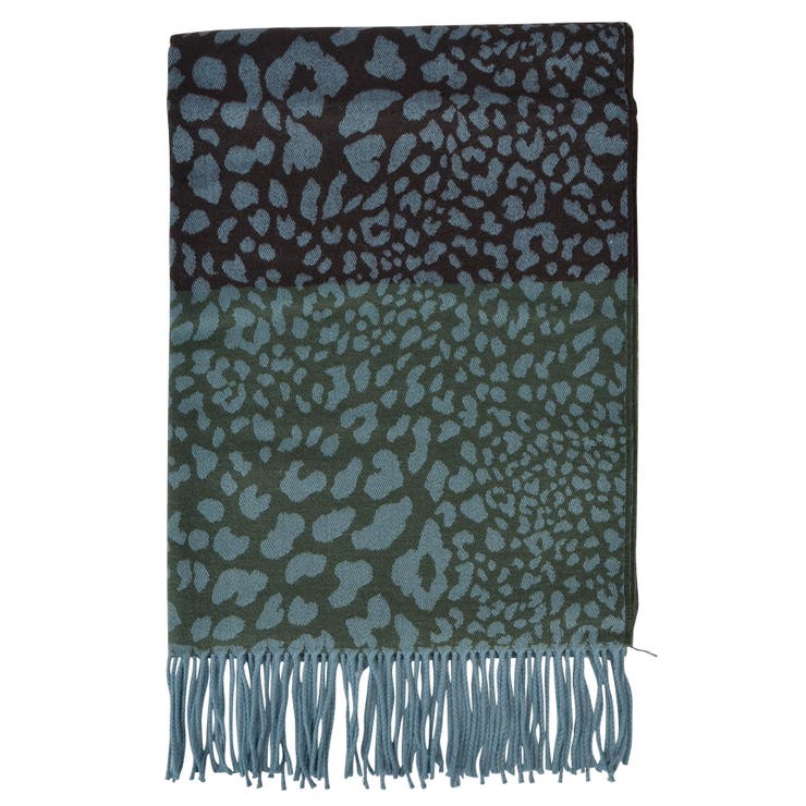 03.ブルー | (レオパードダブルカラー大判ストール) ストール 大判ストール | curvy's 