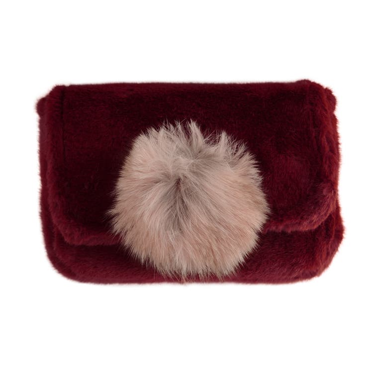 01.ボルドー | (フェイクファーポンポン付きミニショルダーバッグ)ショルダーバッグ レディース … | curvy's 