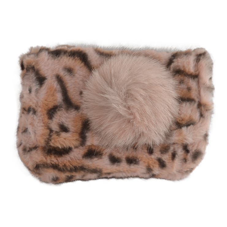 04.レオパードピンク | (フェイクファーポンポン付きミニショルダーバッグ)ショルダーバッグ レディース … | curvy's 