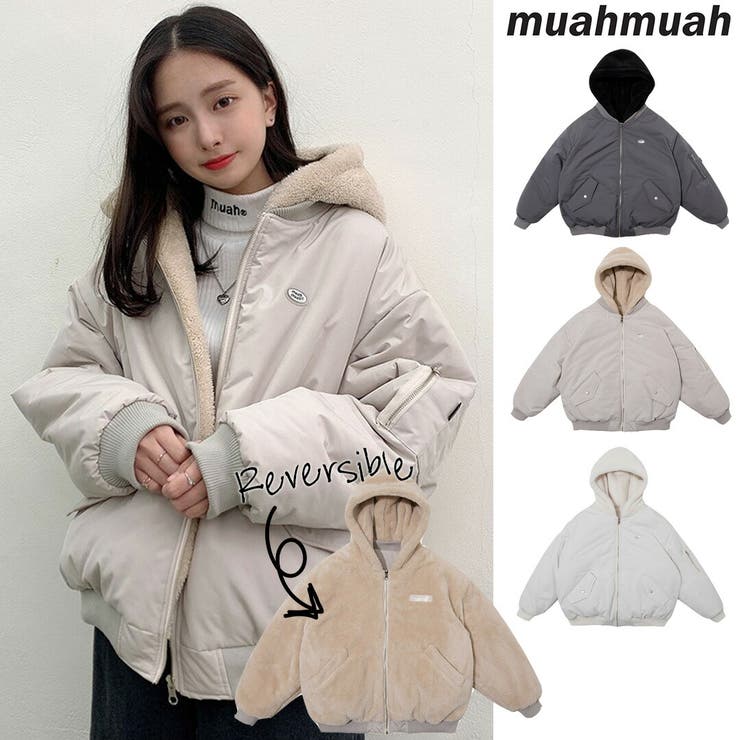 muahmuah ムーアムーア リバーシブルフリースフードジャンパー[品番 