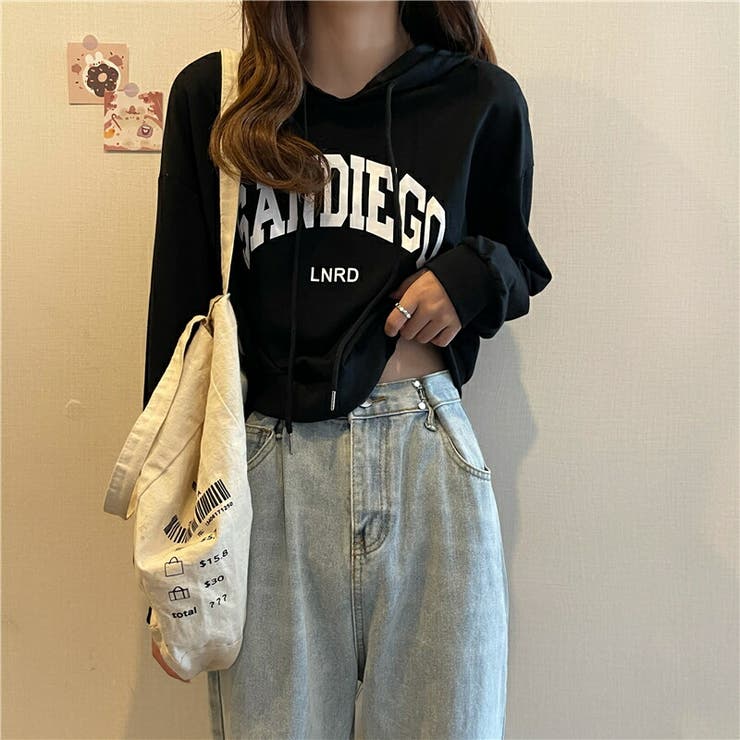 black eye patch woman クロップド丈 パーカー BlackEyePatch(ブラックアイパッチ) B EMBLEM CROPPED VELOUR