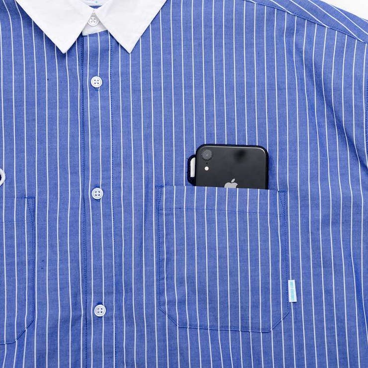 ワッペン付きクレリックワーク半袖シャツ 全4色 メンズ[品番