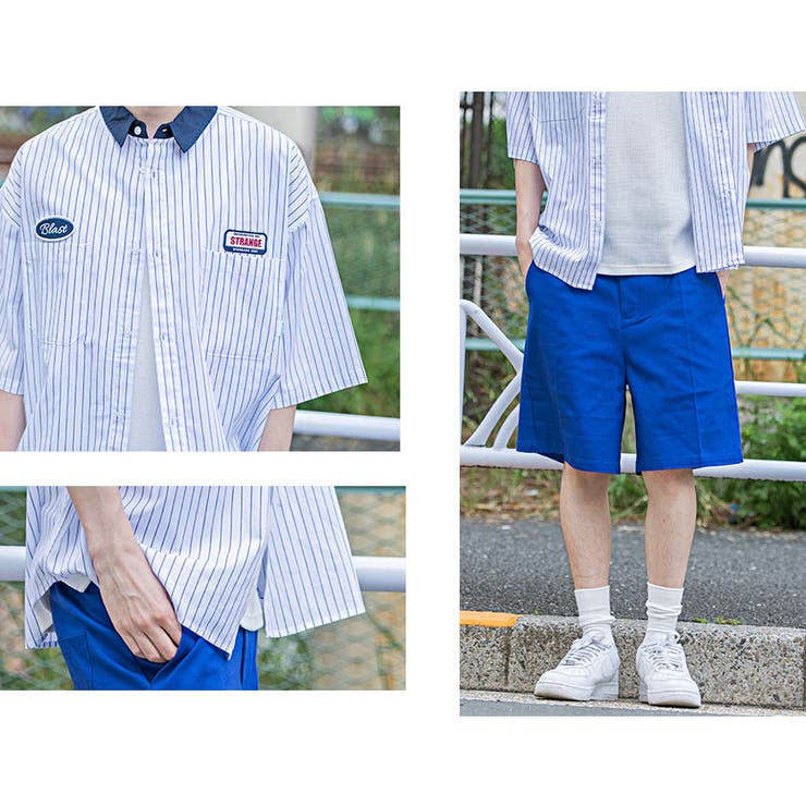 【予約】 ワッペン付きクレリックワーク半袖シャツ メンズ[品番 全4色 トップス