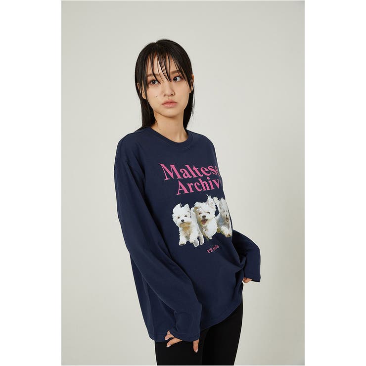 【WAI KEI】兼用★ペインティングマルティーズスウェットシャツ WaiKei tシャツ 「UNISEX」Wai Kei／マルチーズラグランロングT