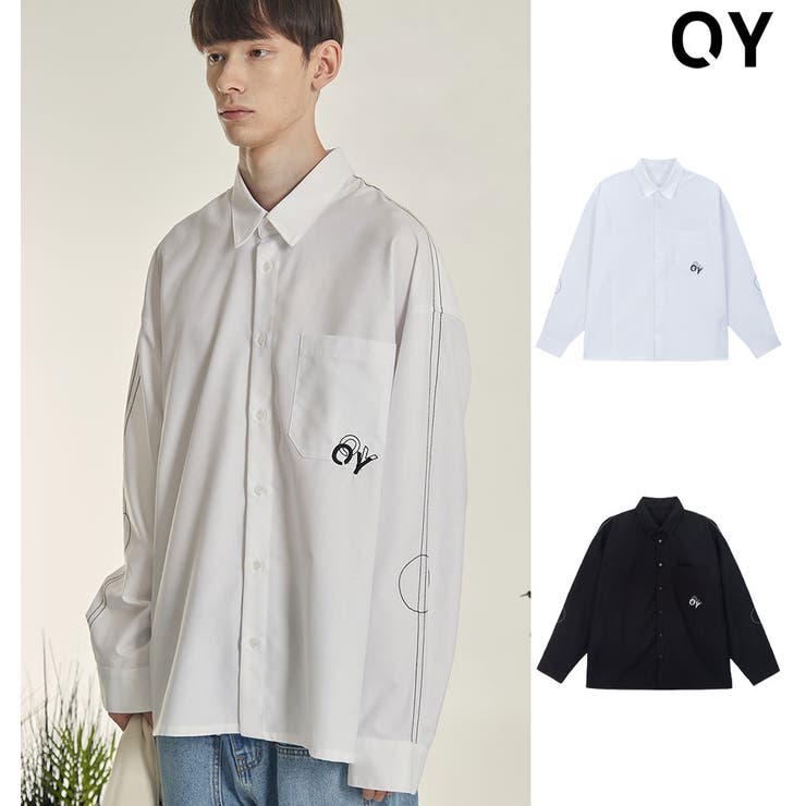 王子風 ホワイト装飾シャツ オーバーサイズ M~2XL z365 シャツ|FEX EVERYDAY