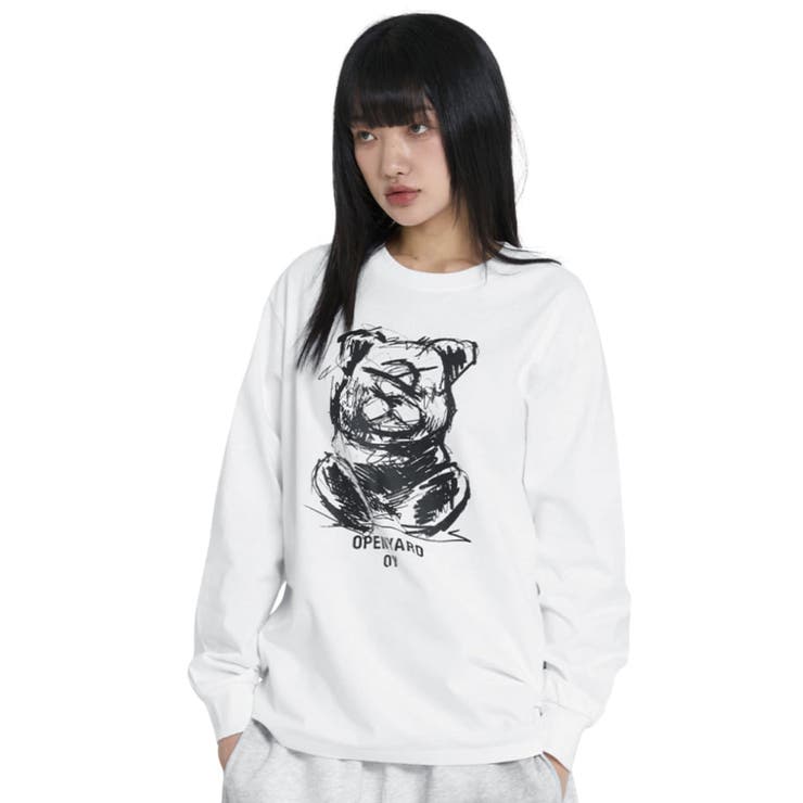 OY☆オーワイ 熊柄 プリント 刺繍 スウェット トレーナー アース