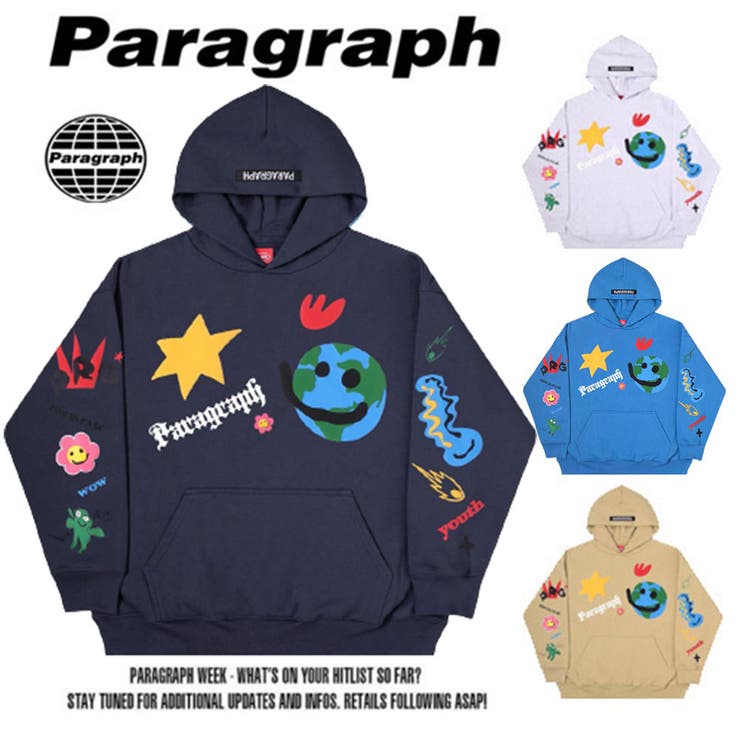 【デカロゴプリント】パラグラフ　バックプリント　ＰＯパーカー　グリーン　ＸＬ デカロゴプリント】パラグラフ バックプリント POパーカー