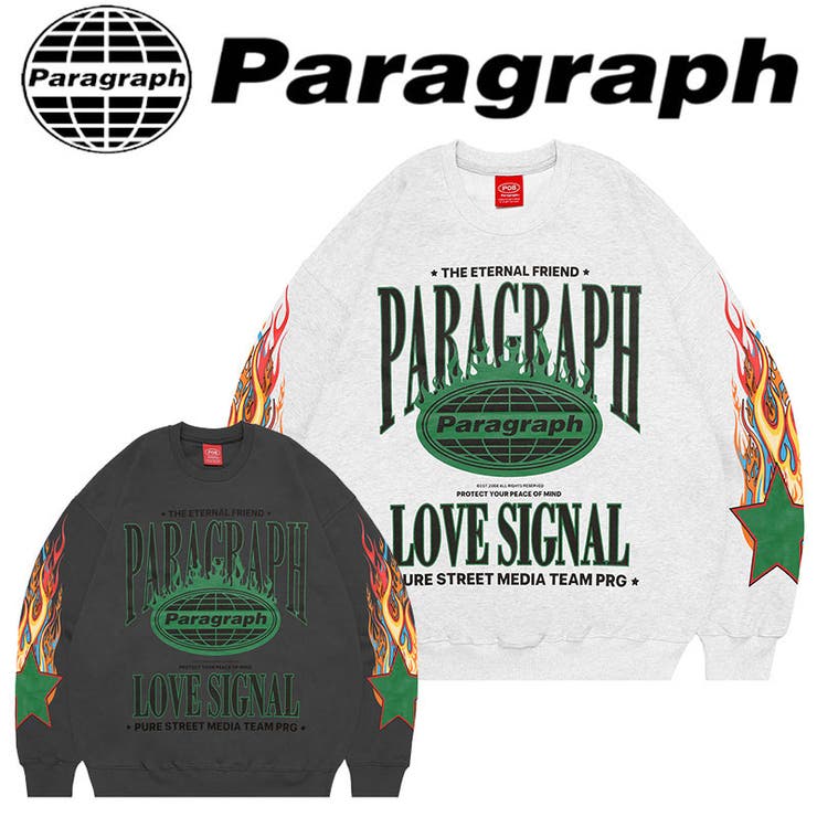 パラグラフ トレーナー PARAGRAPH メンズ レディース PRG COLORFUL EMBROIDERY MTM カラフル エンブロイダリー スウェット MELANGE メランジ NAVY ネイビー BLACK ブラック 裹起毛韓国