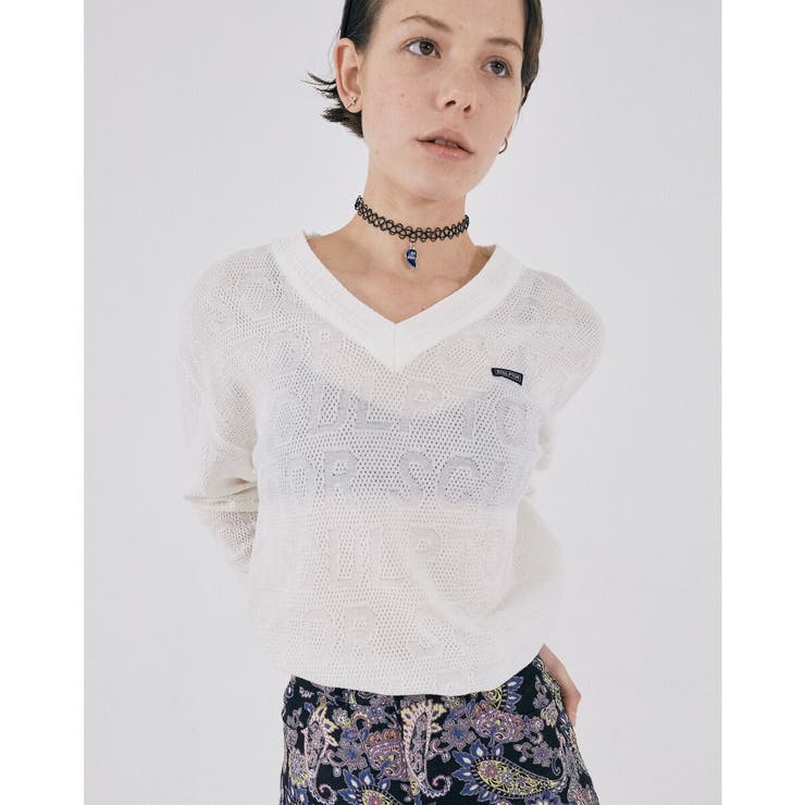 SCULPTOR スカルプター ロゴVネックニット[品番：PBIW0000721