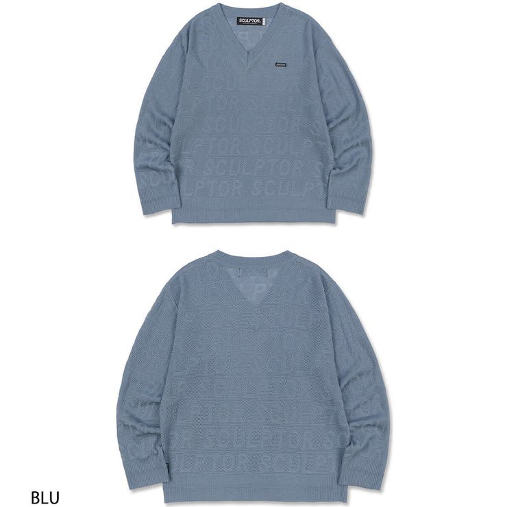 SCULPTOR スカルプター ロゴVネックニット[品番：PBIW0000721