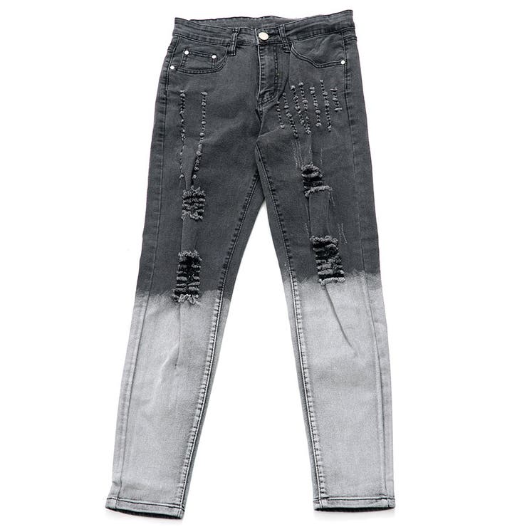 izBLACKクラッシュブリーチスキニーデニムパンツ 全1色 スキニー