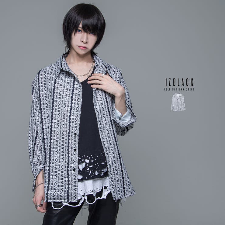 izBLACK総柄長袖シャツ 全1色 シャツ | ililil | 詳細画像1