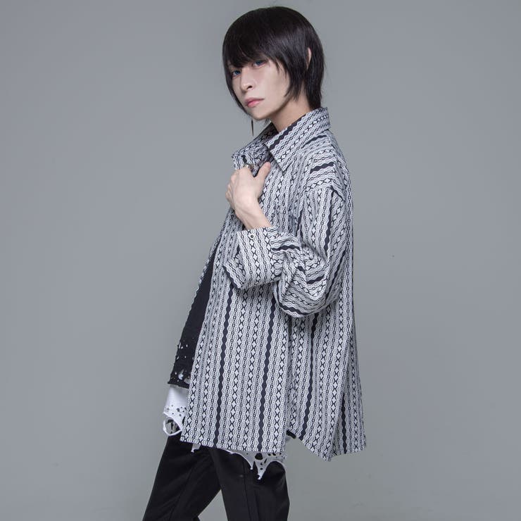 izBLACK総柄長袖シャツ 全1色 シャツ | ililil | 詳細画像3