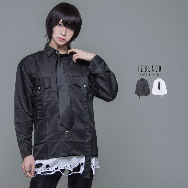 CV select【シーブイセレクト】ネクタイ付き垂らしベルトデザイン長袖シャツ… | ililil | 詳細画像1 