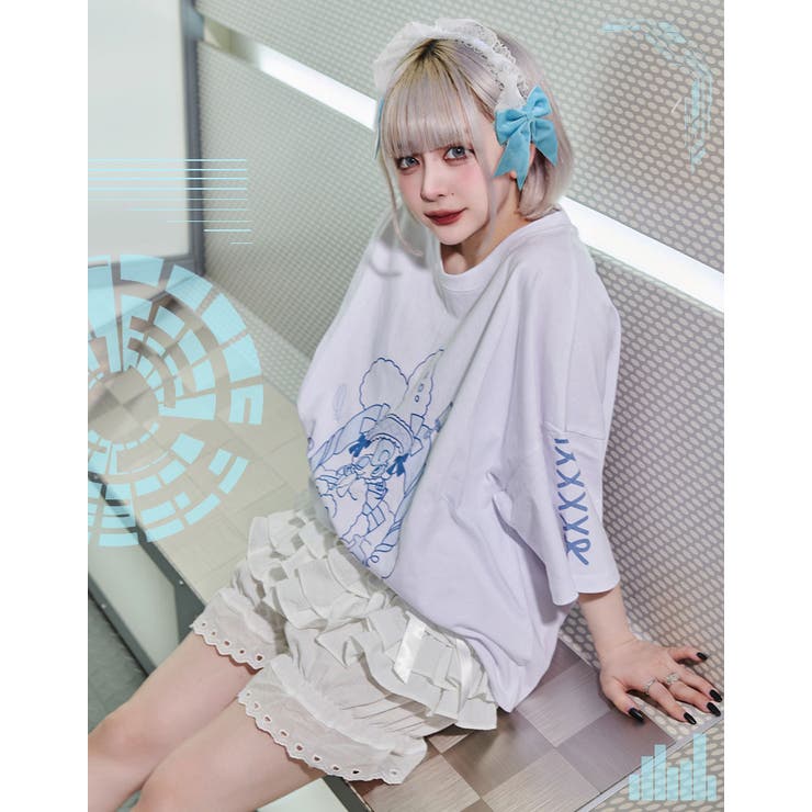 ilililばぶたんうさぎはくものうえTシャツ 全1色mineco ばぶたん[品番  