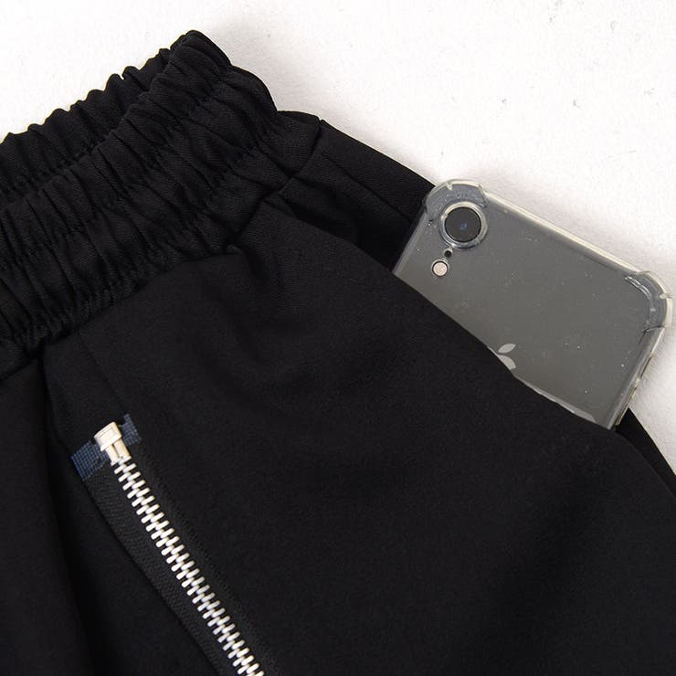 izBLACKセンターZIPデザインワイドパンツ 全1色 ワイドパンツ