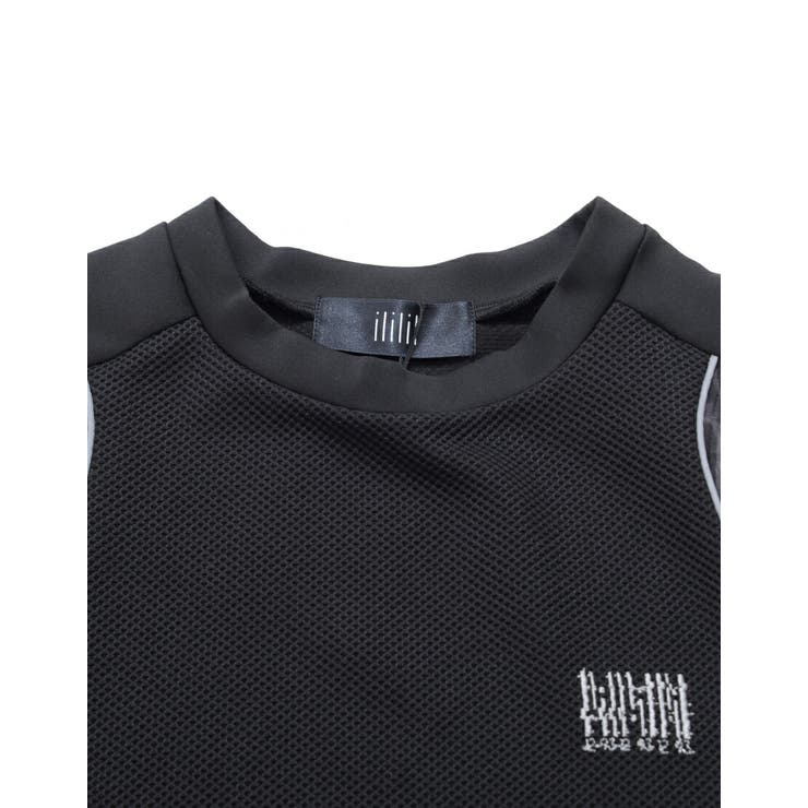 ililil / 透けてるお肌のめっしゅTシャツ  ブラック O-25-06-30-118-PU-TO-IG-ZY ililil / 透けてるお肌のめっしゅTシャツ ブラック O-25-06-30
