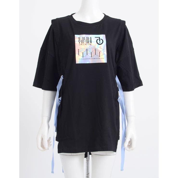 ililil × GALFY サイバーパンク コラボ Tシャツ イルイルイル ♥ ilililぴかぴかホログラムTシャツ 全2色 半袖Tシャツ[品番