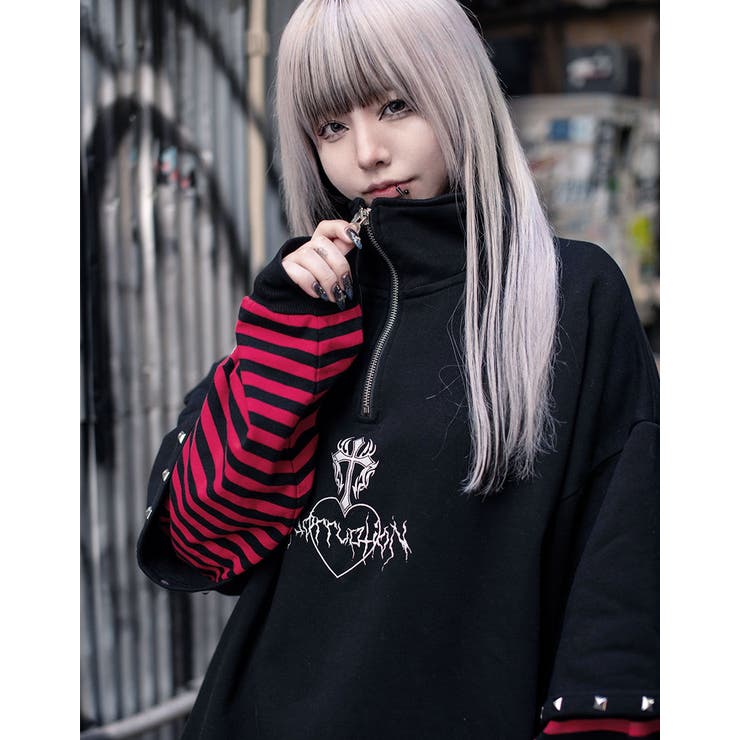 ililil【イルイルイル】Evil Heartフェイクレイヤードスウェット 全