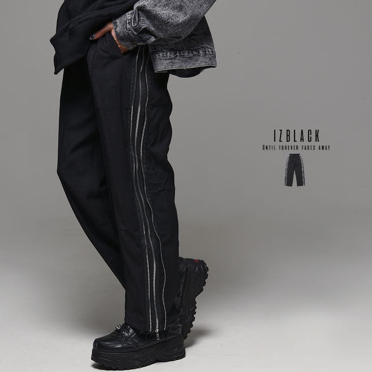 izBLACK【イズブラック】サイドZIPワイドタックパンツ 全1色タック
