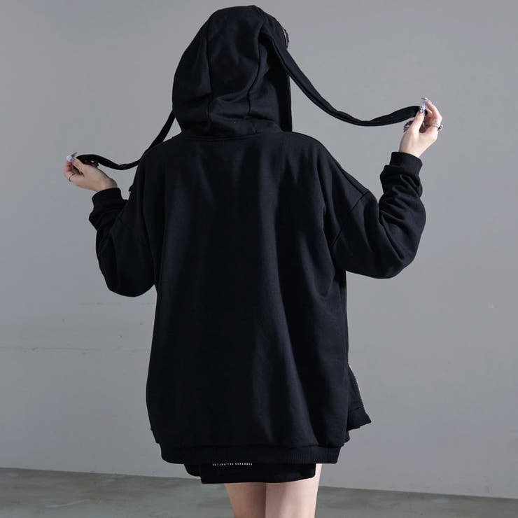 izBlackうさ耳ビッグパーカー 全1色 ブラック