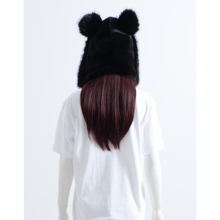izBLACKもこもこ耳付き帽子 全3種 くまみみ[品番：PBIW0002804