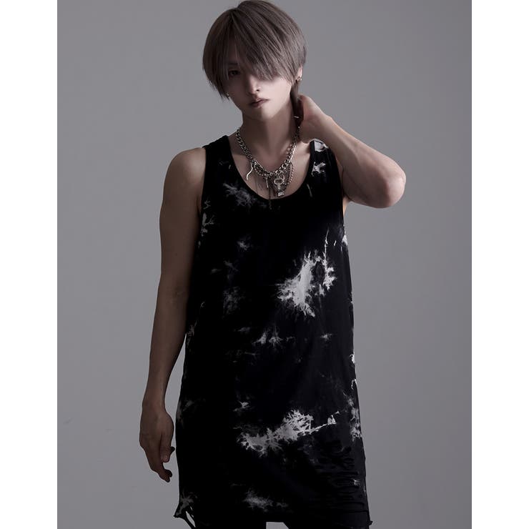 ililil【シーブイセレクト】クラッシュ加工デザインロングタンクトップ