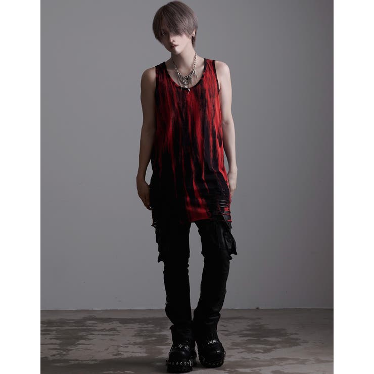 ililil【シーブイセレクト】クラッシュ加工デザインロングタンクトップ