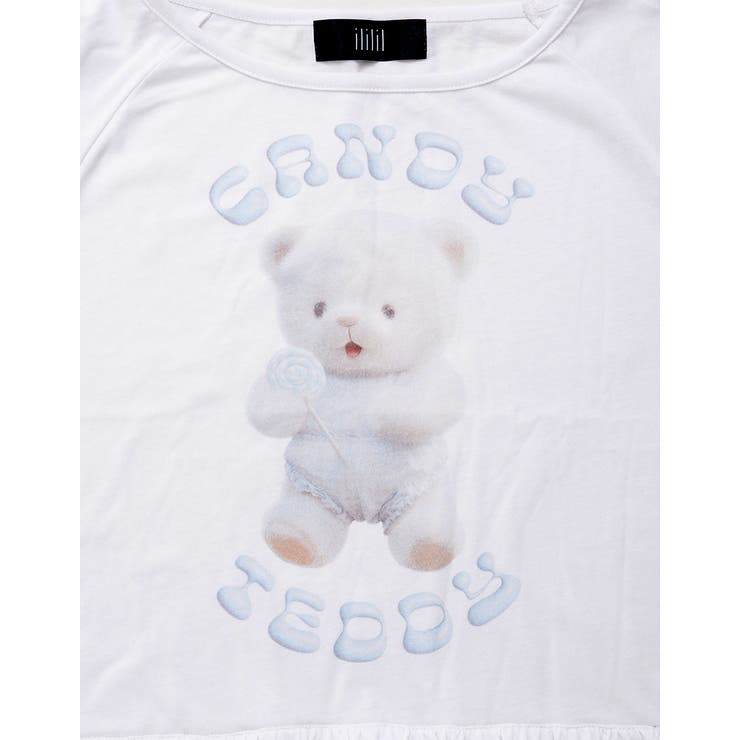 tシャツ 「ililil/イルイルイル」「クマのエケチェンTシャツ」くまプリント半袖Tシャツ レディース セール】『ililil/イルイルイル』【クマのエケチェンTシャツ