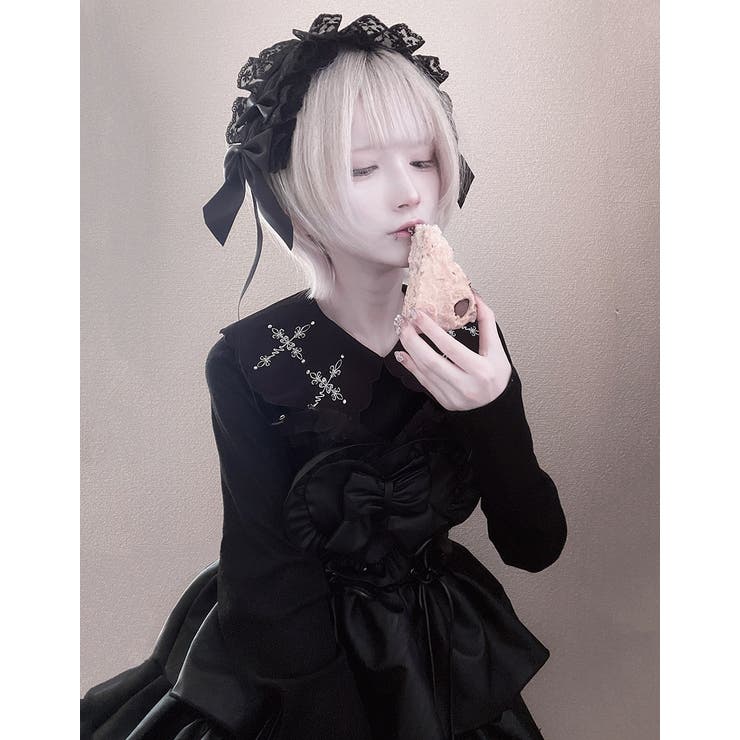 ililil地雷ちゃんのクロス刺繍キラキラリブカットソー 全1色 スカラップ襟 | ililil | 詳細画像7 