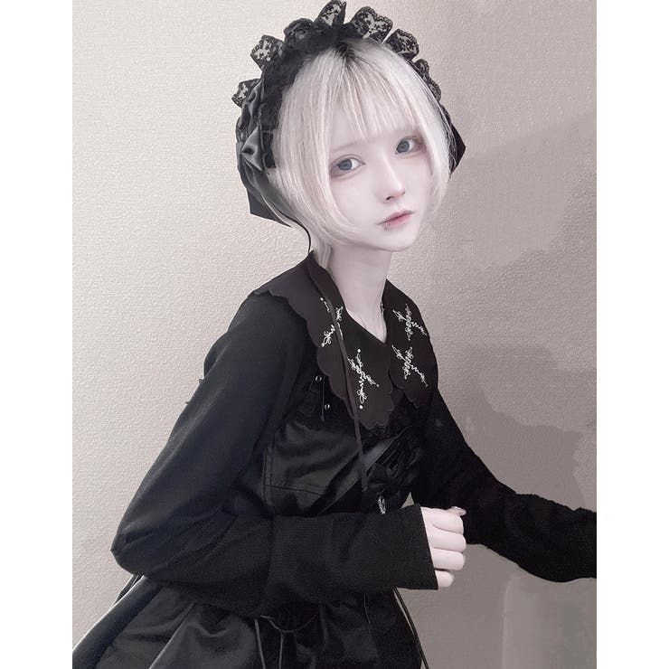 ililil地雷ちゃんのクロス刺繍キラキラリブカットソー 全1色 スカラップ襟 | ililil | 詳細画像8 