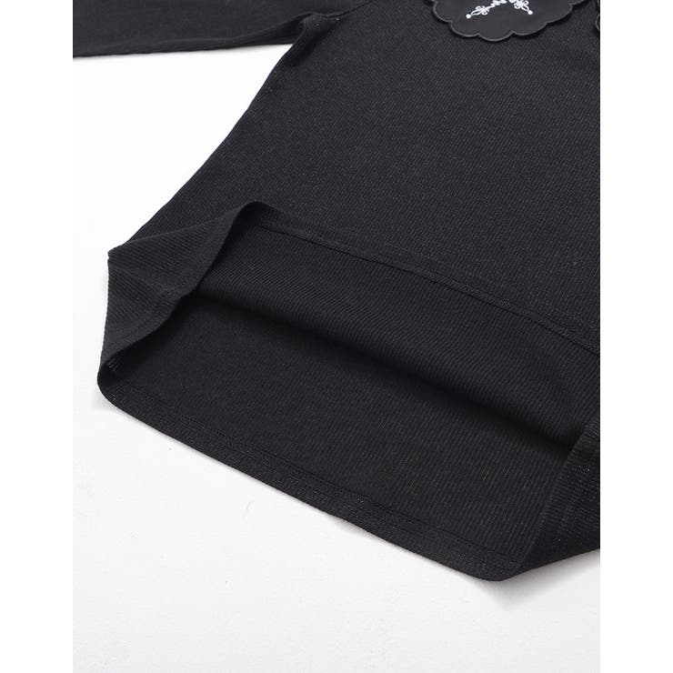 ililil地雷ちゃんのクロス刺繍キラキラリブカットソー 全1色 スカラップ襟 | ililil | 詳細画像18 